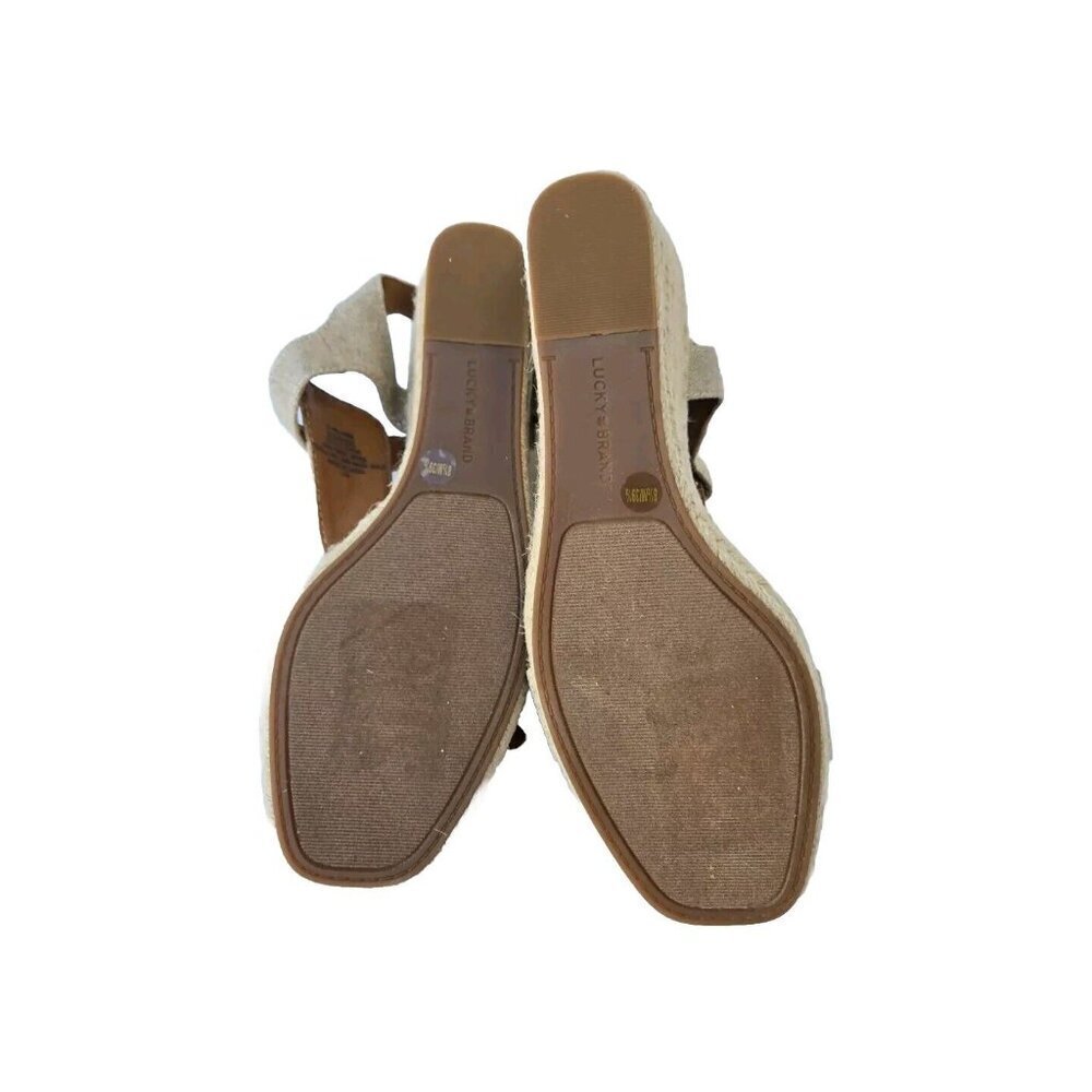 New Tan Lucky Brand Womens Millanda Wedge Platform Wedge Sandals Shoes 8.5 - Picture 3 of 3